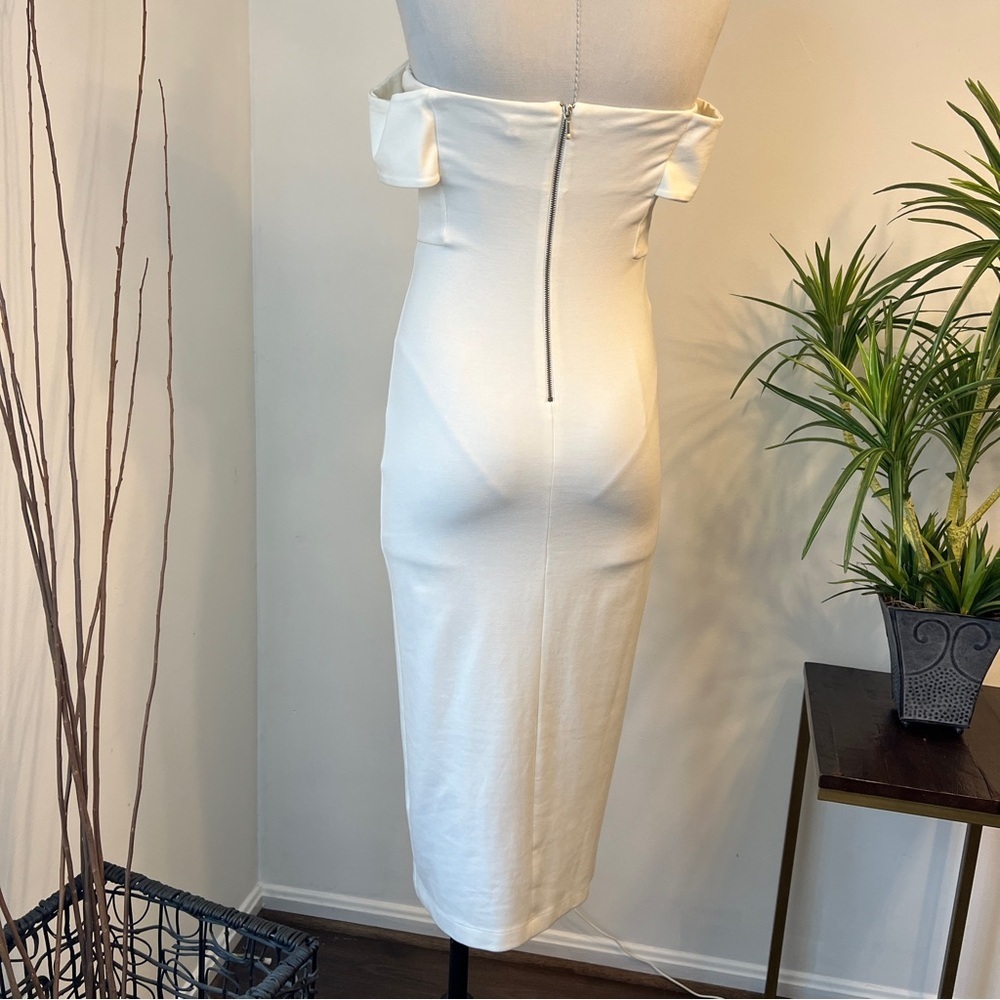 Zara Off White Off the Shoulder Midi Dress Size Medium - Picture 4 of 7